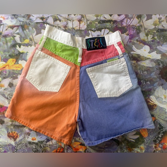 steel jeans Pants - Vintage Steel Color Block High Rise Shorts 🌵5